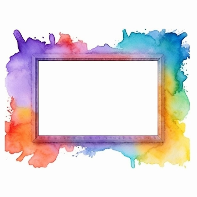 Photo a picture frame with a watercolor stain on it generative ai