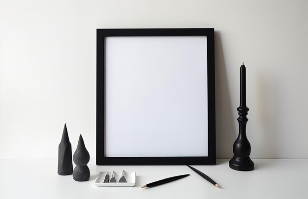 a picture frame with a white sheet of paper and a black frame