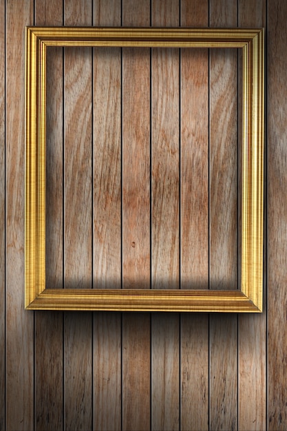 Picture frame on wood wall