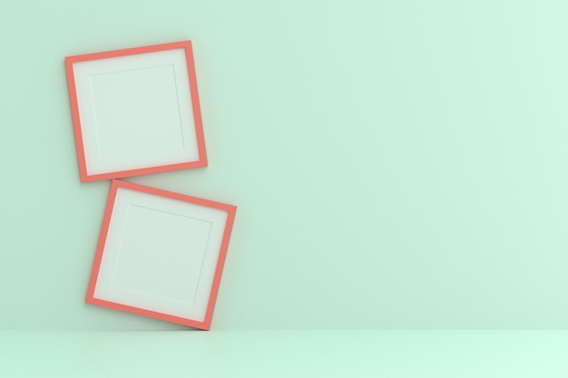 Picture frames against green background