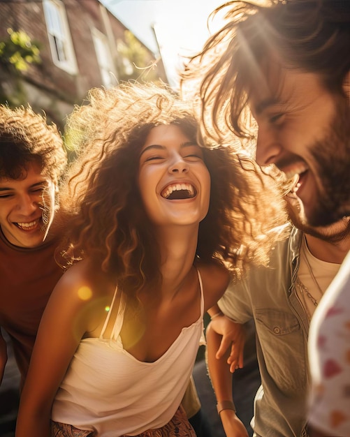 Foto una foto di amici che condividono un pasto e si godono la reciproca compagnia