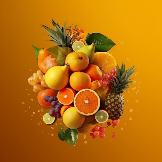 A picture of a fruit with a bunch of fruits on it