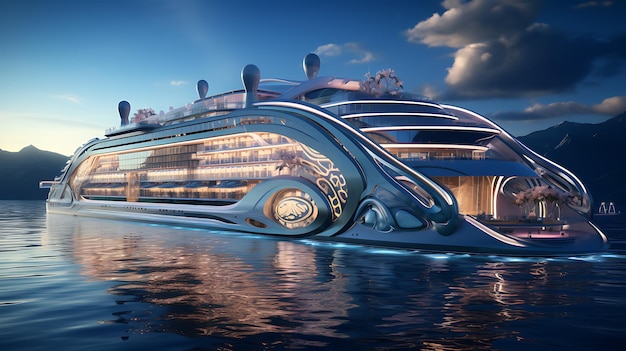 Picture of futuristic cruise cross the ocean