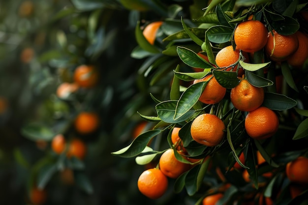 picture of garden with mandarin trees ready for gathering harvest