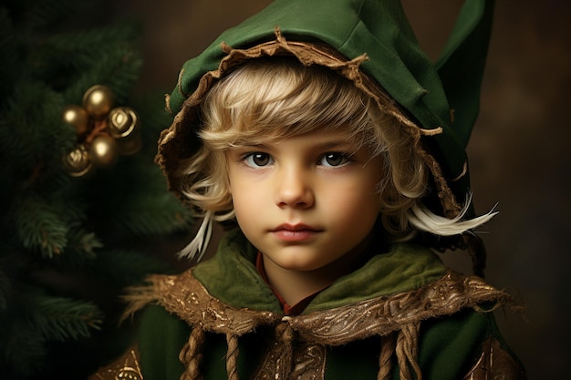 Picture generative ai image of adorable child in home celebarate christmas happy season