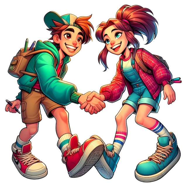 a picture of a girl and a boy holding hands