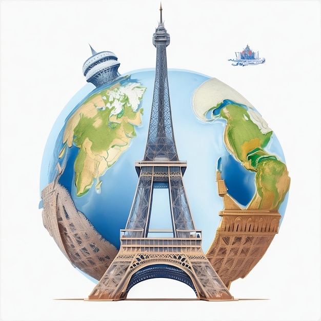 A picture of a globe with the word paris world tourism day