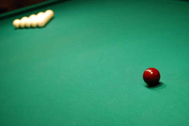 Picture of green billiard table with white balls