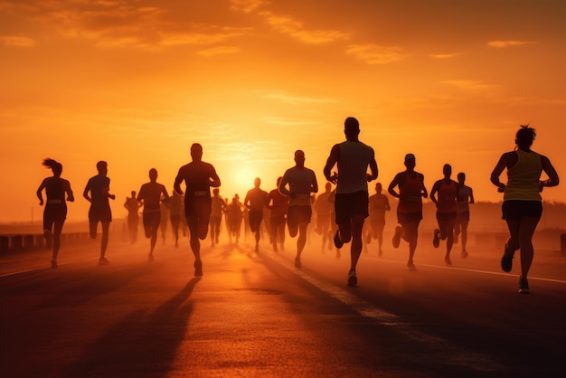 Picture of a group of people participating in a run World health day Generative AI