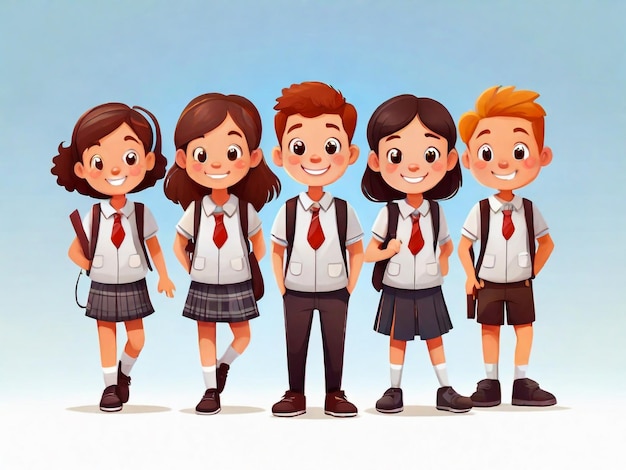 a picture of a group of school children with their uniforms