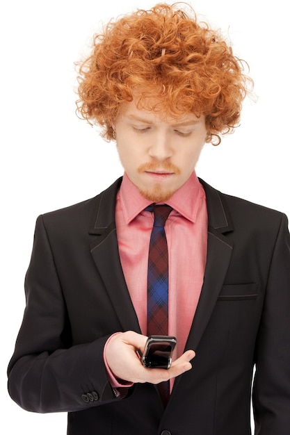 picture of handsome man with cell phone