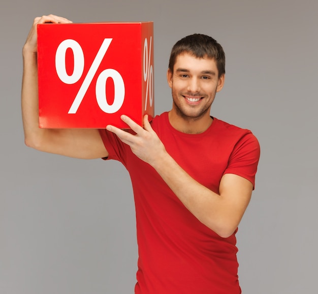 picture of handsome man with percent sign