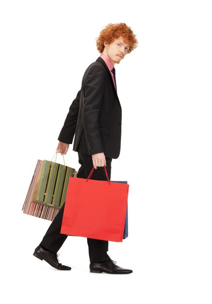 picture of handsome man with shopping bags