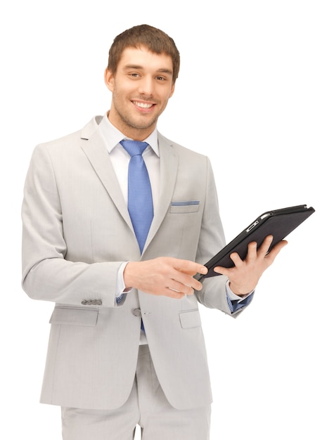 picture of happy man with tablet pc computer