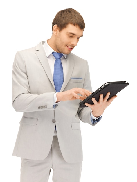 picture of happy man with tablet pc computer