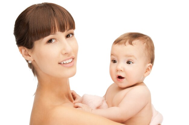 picture of happy mother with adorable baby