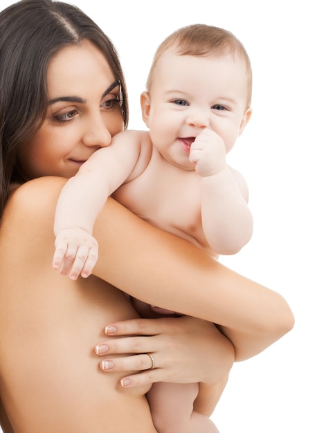 picture of happy mother with adorable baby