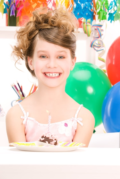 picture of happy party girl with cake