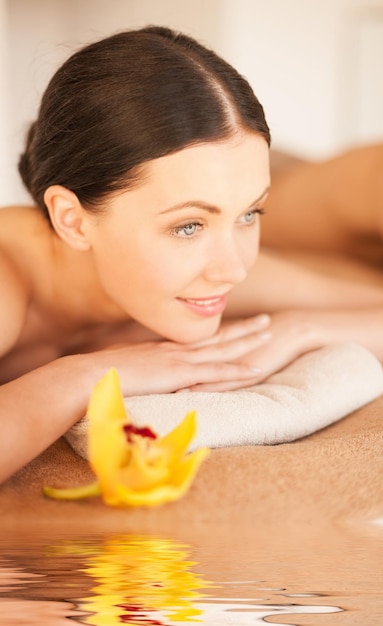 picture of happy relaxed woman in spa salon