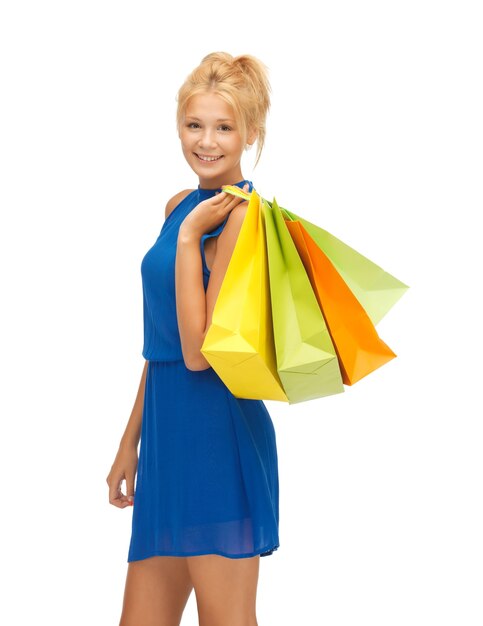 picture of happy teenage girl with shopping bags