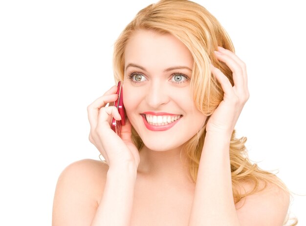 picture of happy woman with cell phone