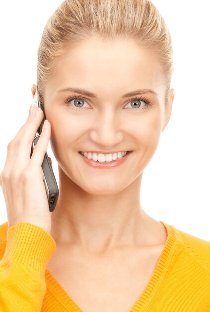 picture of happy woman with cell phone