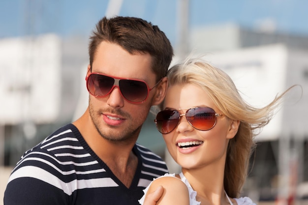 Picture of happy young couple in port