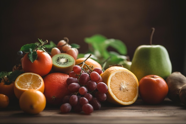 Photo picture of healthy food and fruits world health day bokeh generative ai