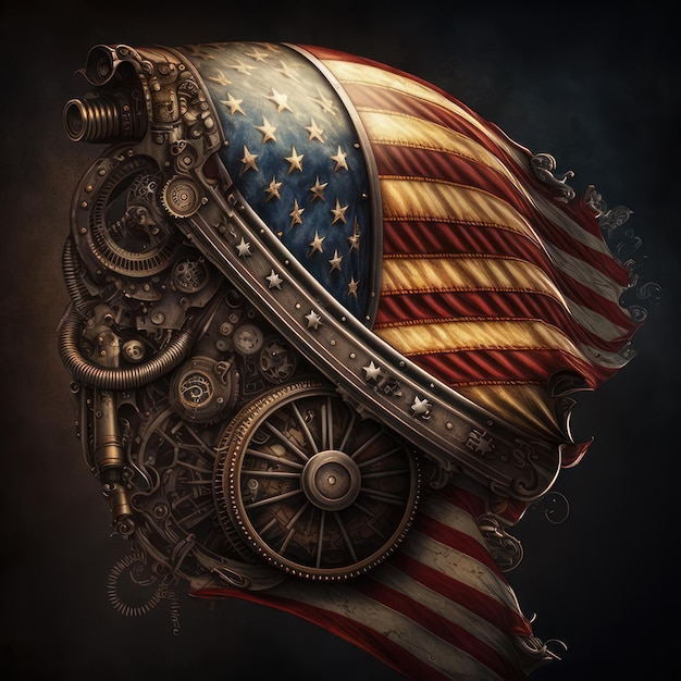 Изображение шлема с американским флагом на нем.