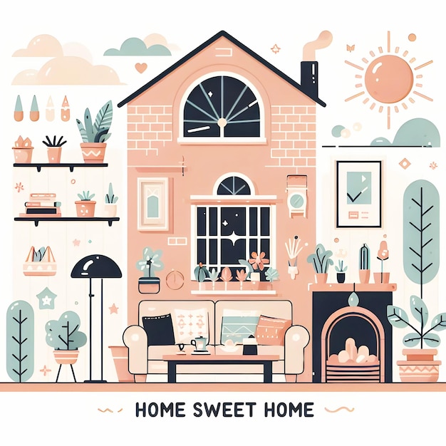 картинка дома с картинкой дома и словами "дом, сладкий дом"
