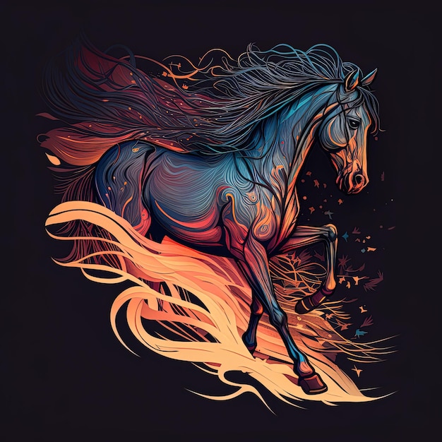 a picture of a horse with a colorful background