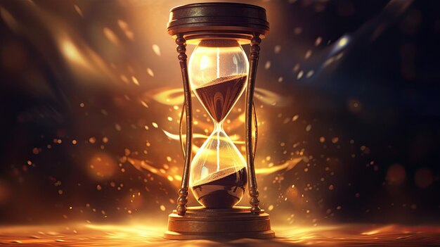 Picture of hourglass on black background