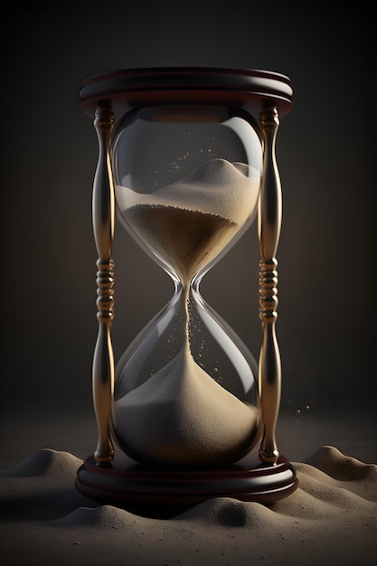 A picture of a hourglass with the word sand on it