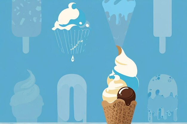 Photo a picture of ice cream with a bird flying in the background
