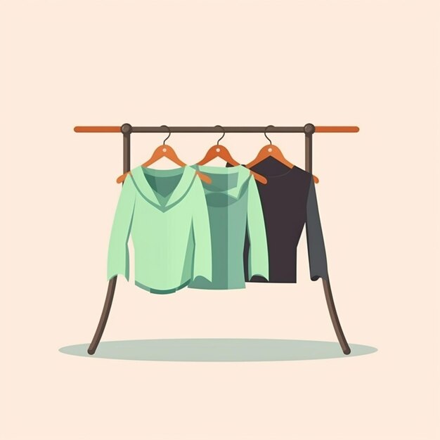 a picture illustration of clothes hanging on a clothes rack generative ai