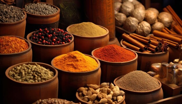 Photo picture of indian spices generative ai