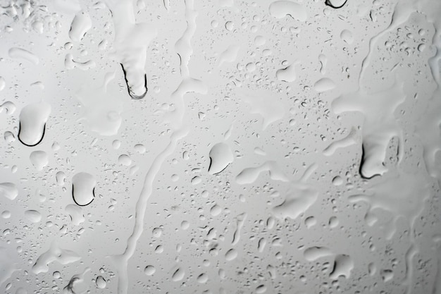 Picture Inside water rain drops on car window glass