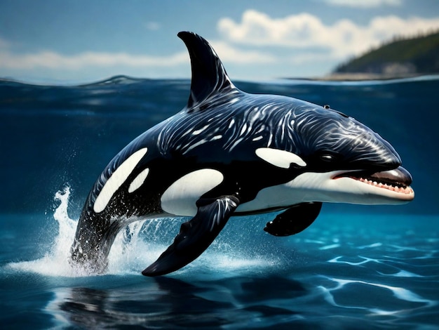 a picture of a killer whale that is in the water