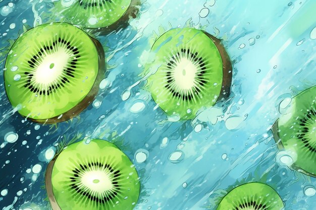 Photo a picture of kiwi fruit with water drops.