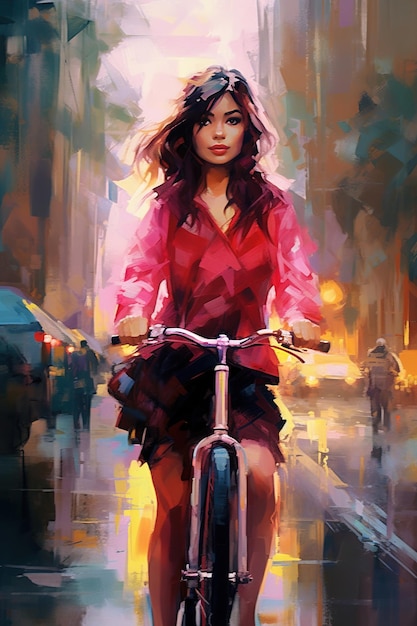 a picture of a lady riding a bike as an example