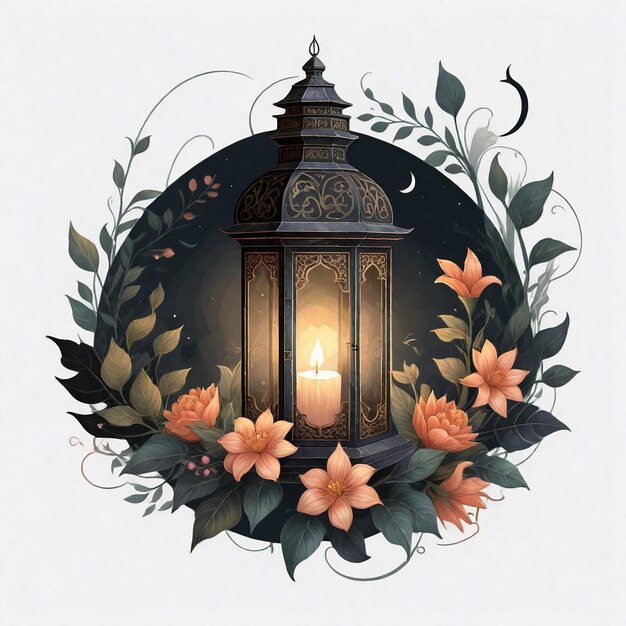 a picture of a lantern with flowers and a lamp that says quot lantern quot