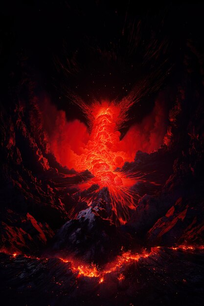 a picture of a lava flow with a bird on the back