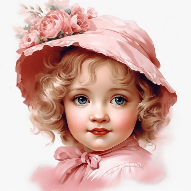 A Picture of a little girl with a pink hatgenerative ai