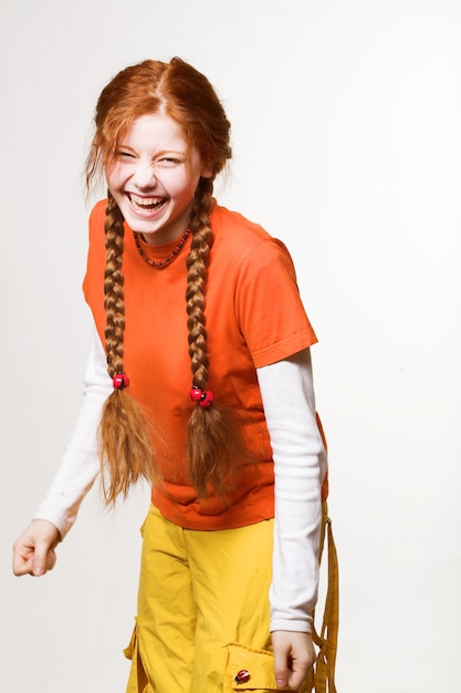 Picture of lovely redhead girl with long braids