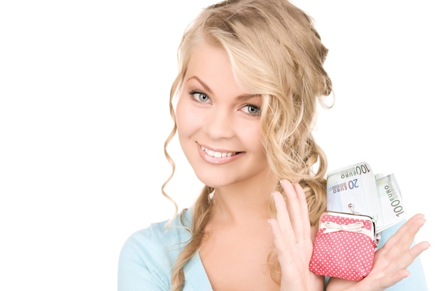 picture of lovely woman with purse and money