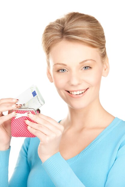 財布とお金で素敵な女性の写真