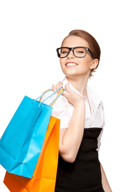 picture of lovely woman with shopping bags