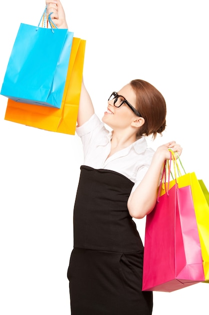 picture of lovely woman with shopping bags