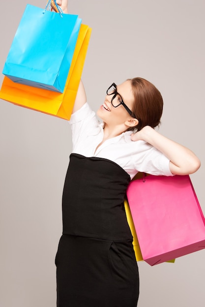 picture of lovely woman with shopping bags