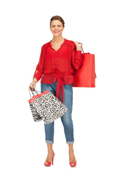 picture of lovely woman with shopping bags